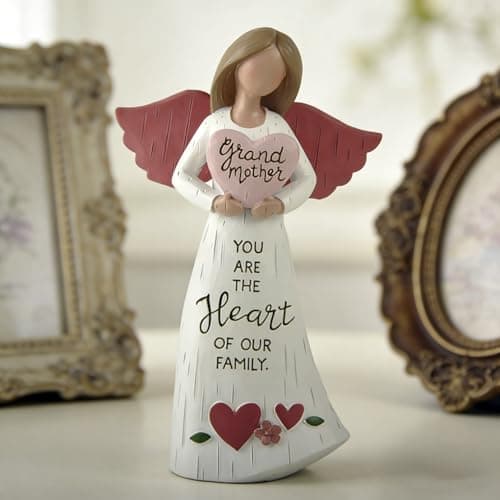 Grandmother Angel Figurine with Heart, Resin Family Love Statue, “You are the Heart of Our Family” Angel Decor, Sentimental Gift for Grandma, Nana, Grandmother Birthday — view 8