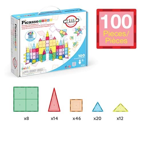 PicassoTiles 100 Piece Set 100pcs Magnet Building Tiles Clear Magnetic 3D Blocks Construction Playboards, Creativity Beyond Imagination, Inspirational, Recreational, Educational Conventional — view 2