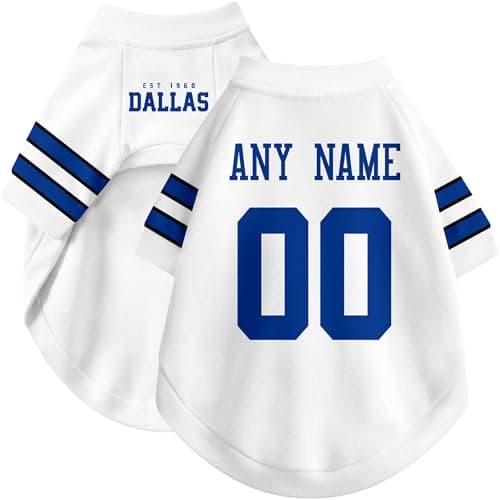 DALLASC Dallas Dog Clothes Jersey Style Personalized Pet T Shirt with Custom Name Number for Small Medium Large Dogs — view 3