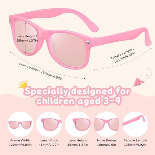JASPIN Polarized Kids Sunglasses - Toddler Baby Sun Glasses for Girls Boys Age 3-9 with Flexible Frame UV Protection 3 Pack — view 4