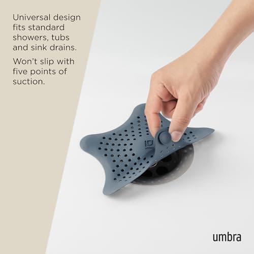 Umbra Starfish Hair Catcher, Fun Drain Cover Fits Most Standard Tub and Shower Drains, 6" Diameter, Slate Blue — view 4