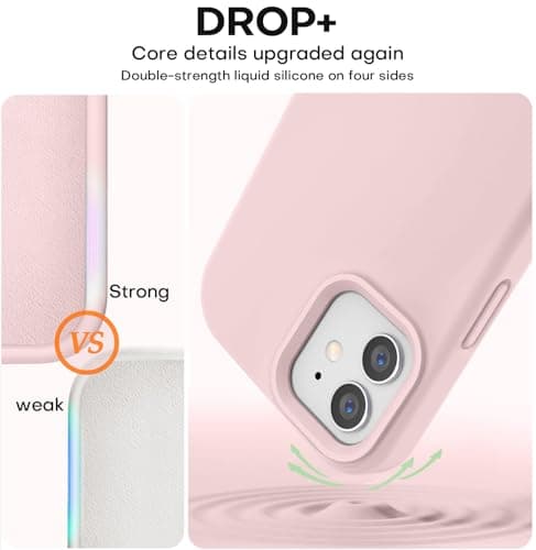 Vooii Compatible with iPhone 12 Case/iPhone 12 Pro Case, Liquid Silicone Upgrade [Soft Anti-Scratch Microfiber Lining] [Shockproof Drop Protection] Phone Case 6.1 inch - Chalk Pink — view 3