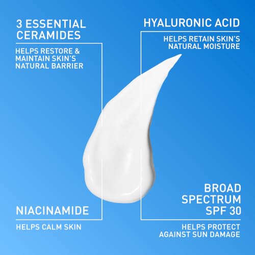 CeraVe AM Facial Moisturizing Lotion with SPF 30, Oil-Free Face Moisturizer with SPF, Formulated with Hyaluronic Acid, Niacinamide & Ceramides, Non-Comedogenic, Broad Spectrum Sunscreen, 3 Ounce — view 3