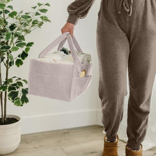PUTSKA Baby Diaper Caddy Organizer - Nursery Storage Basket for Diaper Station, Baby Basket Shower Gift List and Registry Must-Have, Newborn Essentials, Nursery Decor for Boy or Girl - Mocha, Large — view 3
