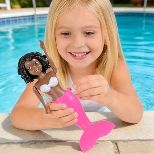 ebuddy 4-Pack Wind-Up Mermaid Bath Toys for Kids -Toddler Bath Toys for Kids Moving Tail Priness Doll Diverse Hair Colors & Styles Mermaids, Swimming Pool Party Favors — view 4