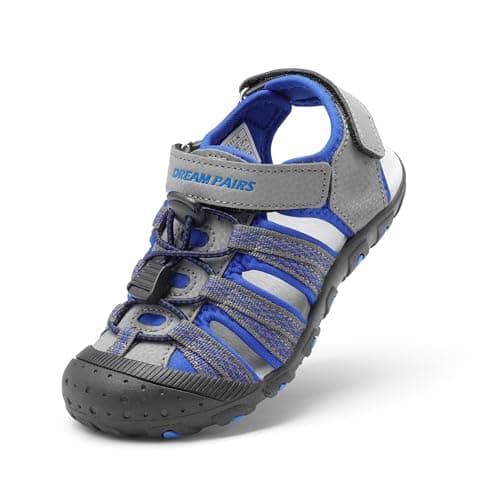 DREAM PAIRS Kids Sandals Toddler Girls & Boys Summer Outdoor Athletic Sport Sandals for Toddler/Little Kids/Big Kids,Size 13 Little Kid,Grey/Royal,171111-K