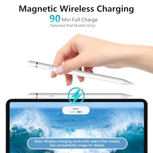 Stylus Pen for Apple iPad 2018–2026, Wireless Charging iPad Pencil 2nd Generation &1st Generation with Tilt Sensitivity& Palm Rejection, 2X Fast Charge Pencil for iPad A16 Pro 11/12.9/13, Air, Mini — view 3
