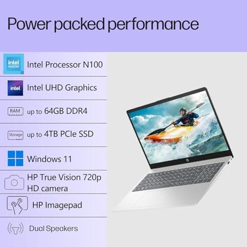 HP Pavilion 15.6" FHD Laptop Computer, 8GB DDR4 RAM, 256GB PCIe SSD, Intel N100 CPU, 2026 Edition, Portable Design, WiFi 6, Bluetooth, Webcam, Type-C, Office 365, Windows 11, Light Gray