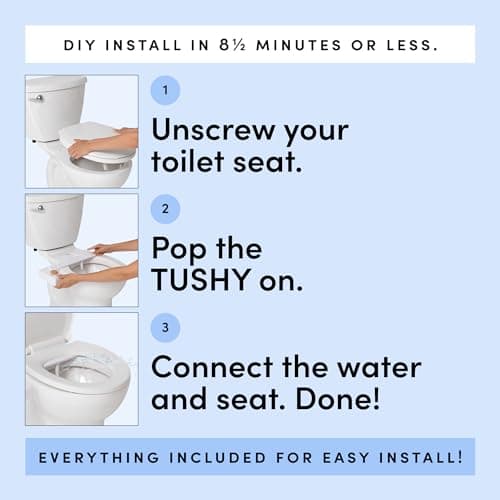 TUSHY Classic 3.0 Non-Electric Bidet Toilet Attachment, Experience a Superior Fresh Water Clean (Slim Fit, Easily Installs Under Toilet Seat, Adjustable Spray, Self Cleaning Nozzle), Bamboo Knob — view 7