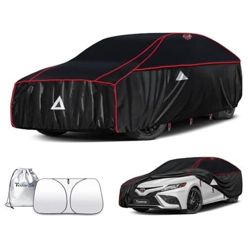 Tozaroa Hail Protector Car Cover for Sedan(Length:186"-203"),Waterproof All-Weather Outdoor Anti Hail Thick Multi-Layered EVA with Sun Visor&Storage Bag for Camry, Model 3, Accord, K5 etc
