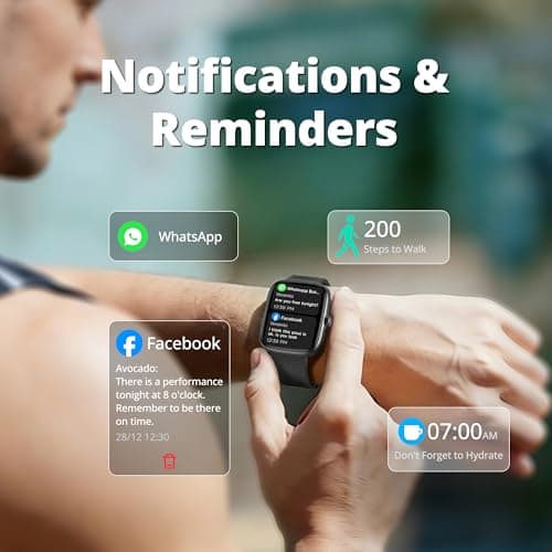 Fixwink Smart Watch for Men Women (Answer/Make Call), 1.83" HD Fitness Tracker with Heart Rate/SpO2/Sleep Monitor, Pedometer, 120+ Sport Modes, IP67 Waterproof, 7-Day Battery, for iOS Android, Black — view 2