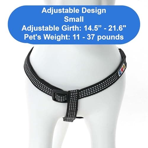 Pawtitas Reflective Step-in Dog Harness – Adjustable No-Pull Vest for Puppies to Seniors, Safe & Comfortable, S Black — view 3