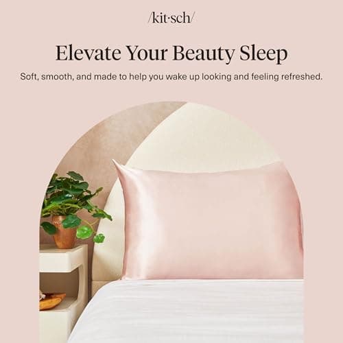 Kitsch Satin Pillowcase with Zipper for Hair & Skin, Softer Than Silk Pillow Cases Queen, Smooth Pillow Covers, Machine Washable, Wrinkle-Free, Cooling Satin Pillow Cases Standard Size 19"x26", Blush — view 8