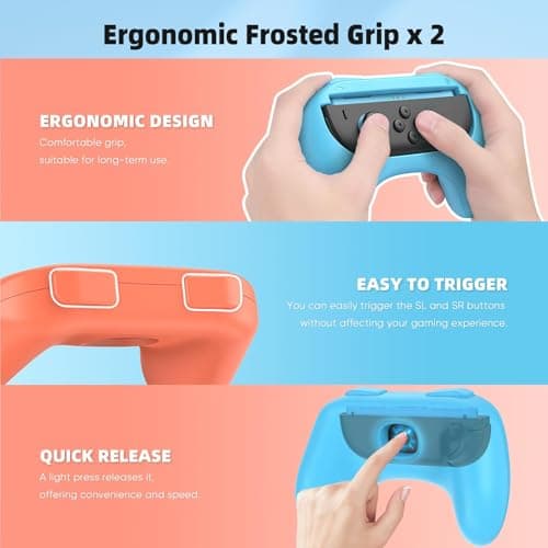 Switch 2 Accessories Bundle for Nintendo Switch 2 (2025), Switch 2 Case bundle Kits: MENEEA Carrying Case, Switch 2 Charger Dock, Grips for Joy Con, Steering Wheels, Protective Cover for Nintendo Switch 2 Controller Console — view 6