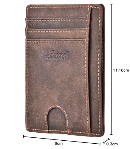 Kinzd Slim Wallet RFID Front Pocket Wallet Minimalist Secure Thin Credit Card Holder Dark Brown — view 7