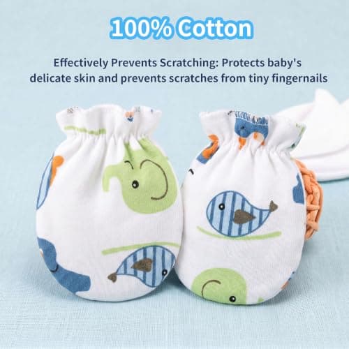8 Pairs Newborn Baby Mittens No Scratch Infant Baby Cotton Gloves Newborn for 0-6 Months Baby Boys Girls — view 3