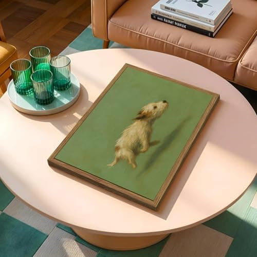 Funny Dog with Zoomies Wall Art Cute Terrier Dog Running Wall Decor Picture Vintage Animal Poster Canvas Painting Print Cute Pet Artwork for Living Room Bedroom 12x16 inch Wood Framed — view 2