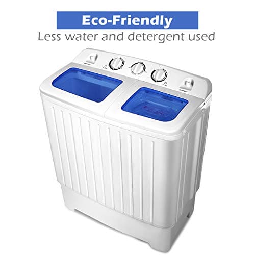 Giantex Portable Mini Compact Twin Tub Washing Machine 20lbs Washer Spain Spinner Portable Washing Machine, Blue+ White — view 3