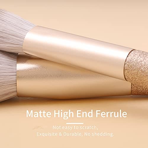 ENZO KEN Natural Hair Makeup Brush Set Professional, Fox Hair Makeup Brushes Set with Case, Glitter Make up Brushes Set Professional, Natural Makeup Brushes, Natural Bristle Makeup Brush - ORRA, White — view 4