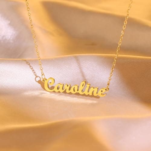 Ldurian Custom Name Necklace, Jasmine Name Plate Pendant Necklace Pre Gifts, Charm Necklaces Jewelry for Birthday Anniversary — view 4