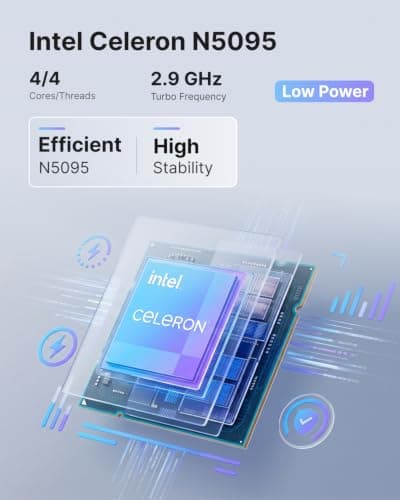 KAMRUI AK1PLUS Mini PC Computer, Intel Celeron N5095 (Up to 2.9GHz), 16GB RAM 256GB SSD, Dual 4K Mini Desktop Computer, Support 2.5'' SSD Expansion, WiFi, Bluetooth, Ethernet, Business Home Office PC — view 2