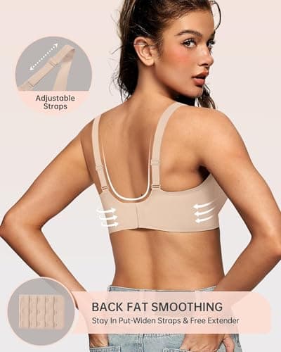 OEAK Womens Deep V Bras Wireless Comfortable Bra Supportive No Underwire Bras Tshirt Push Up Bralettes Plunge Seamless Bra Skin Color S — view 2