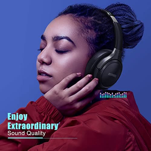 BERIBES Bluetooth Headphones Over Ear, 65H Playtime and 6 EQ Music Modes Wireless Headphones with Microphone, HiFi Stereo Foldable Lightweight Headset, Deep Bass for Home Office Cellphone PC Ect. — view 4