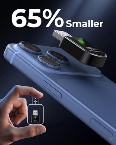 Luckyish Wireless Carplay Adapter for iPhone Latest Upgrade, Tiny Bluetooth Receiver Convert Wired to Wireless for Apple Car Play Plug & Play, Zero-Lag Media GPS Works with 2016+ Cars (Matte Black) — view 3
