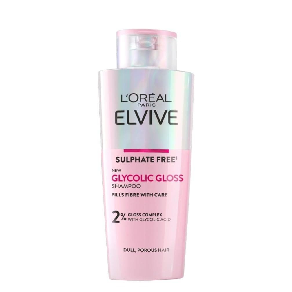 L'Oreal Paris Elvive Glycolic Gloss Shampoo, With Gloss Complex and Glycolic Acid, Fills and Seals Hair Fibres, For Long-lasting, Smooth and Shiny, Sulphate Free, Ideal for Dull Hair, 200ml