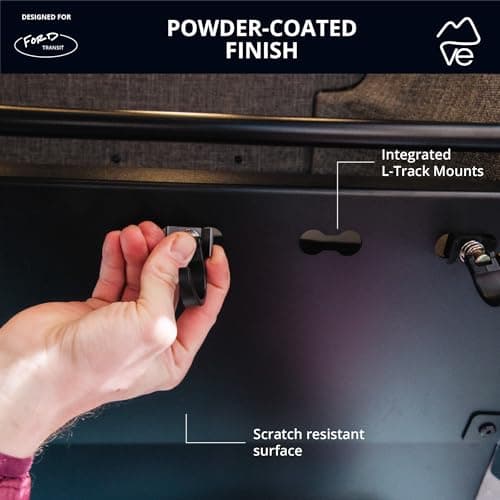 VanEssential Headliner Shelf & Curtain Rod - Ford Transit Van High/Medium Roof Models with Factory Overhead Plastic — view 3