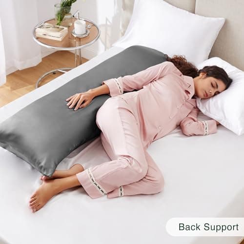Love's cabin Body Pillow Cover, 20x54 inches Dark Grey Soft Satin Body Pillow case with Envelope Closure, Silky Slip Cooling Body Pillow Pillowcases for Hair and Skin, Similar to Silk Pillow Cases — view 5