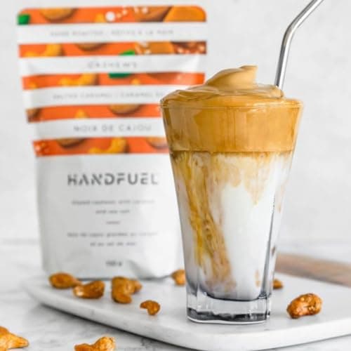 Handfuel Salted Caramel Cashews, Hand Roasted Salted Cashews, 4g of Protein, Proudly Canadian Made Plant Based Flavoured Nuts - 150 Grams — view 6