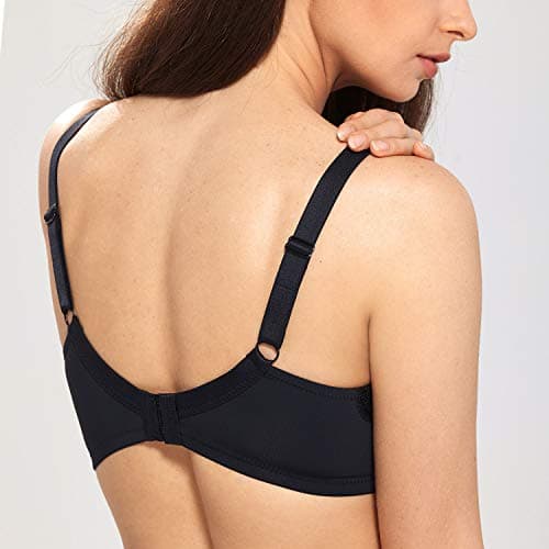 DELIMIRA Women's Plus Size Bras Full Coverage Lace Underwire Unlined Bra Black 40H — view 2