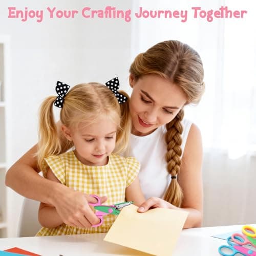 6pcs craft scissors, craft scissors decorative edge for Scrapebook＆School, fancy scissors with Stamp Edge, Fine Zigzag, Castle, Wide Zigzag, Scallop, Ripple — view 6
