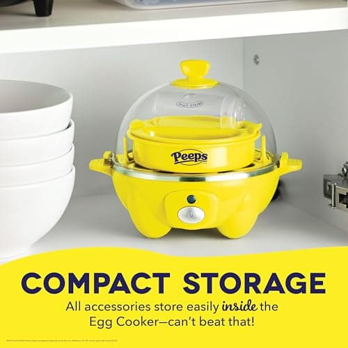 PEEPS & Dash Rapid Egg Cooker - Boiler, Poacher & Steamer - Includes Measuring & Recipe Guide - Dishwasher Safe - BPA Free - Holds 7 Eggs, Yellow — view 4