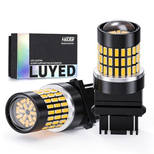 LUYED 3157 LED Bulb Turn Signal Lights Amber Yellow 1800 Lumens Super Bright 3056 3156 3057 3157 LED Bulbs with Projector for Tail Parking Brake Lights,Pack of 2