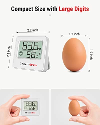 ThermoPro TP357 Digital Hygrometer Indoor Thermometer of 260FT, Bluetooth Thermometer Humidity Meter with Smart App, Room Thermometer Humidity Gauge with Temperature Humidity Sensor — view 6