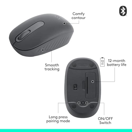 Logitech M196 Bluetooth Wireless Mouse, Compact and Portable Mouse for Laptops, Tablets and More, 12-Month Battery, Smooth Tracking, Compatible with PC and Mac, Windows and macOS - Graphite — view 6