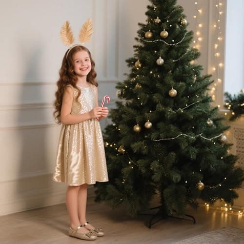 Kiderence Little Toddler Girls Dress Shoes Ballerina Ballet Flats Kids Gold Mary Janes Size 8 — view 2