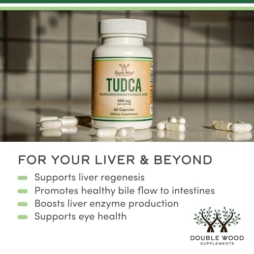 TUDCA Bile Salts Liver Support Supplement, 500mg Servings, Liver and Gallbladder Cleanse Supplement (60 Capsules, 250mg) Genuine Bile Acid TUDCA with Strong Bitter Taste by Double Wood — view 3