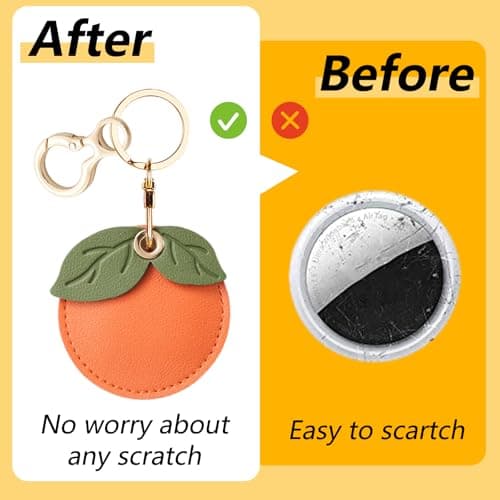 AirTag Leather Keychain Holder Case,Anti-Scratch Apple Air Tag Cover with Key Ring,Protective GPS Tracker Case for Wallet Key — view 2