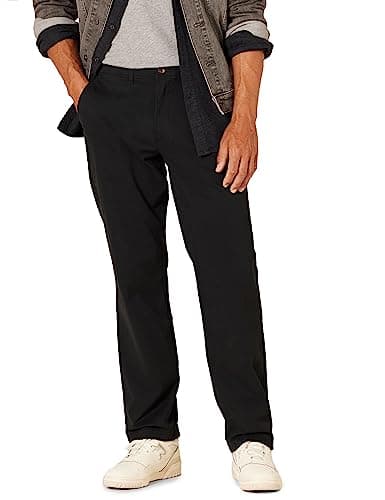 Amazon Essentials Men's Relaxed-Fit Casual Stretch Khaki, Black, 38W x 30L