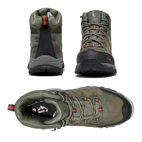 NORTIV 8 Men's Waterproof Hiking Boots Outdoor Backpacking Mountaineering Shoes,Size 9,Army Green,JS19004M — view 3