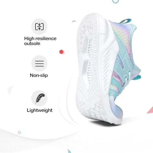 RUNSIDE Girls Tennis Shoes Lightweight Sports Kids Sneakers Lace-up for Running/Walking, Toddler/Little Kid/Big Kid Gradient Blue — view 3