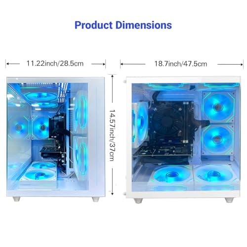 Qehi Prebuilt Desktop PC,Core i7 Processor Up to 4.0GHZ | 16G RAM | 256G SSD | WiFi 6 | 7 RGB Fans | Ready to use Computer Tower for Home and Office-White — view 5