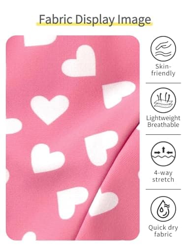 weVSwe Baby Girl Bathing Suit UPF 50+ All in One Sunsuit Swimwear Long Sleeve Toddler Girl Swimsuit with UV Hat Pink Heart 0-6 Months — view 4
