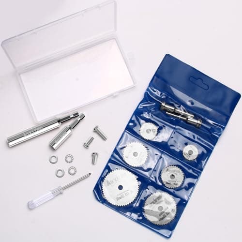 11 PCS Rotary Drill Saw Blades: 6 PCS Mini Circular Saw Blades with 2 PCS 1/4" Hex Shank, 1/8" & 1/4" Round Shanks+ Screwdriver, HSS Small Cutting Discs for Drills Rotary Tools, Inside PVC Pipe Cutter — view 6