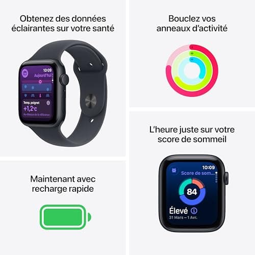 Apple Watch SE 3 [GPS 40mm] Smartwatch with Midnight Case with Midnight Sport Band. Fitness and Sleep Trackers, Heart Rate Monitor, Always-On Display, Water-Resistant — view 4