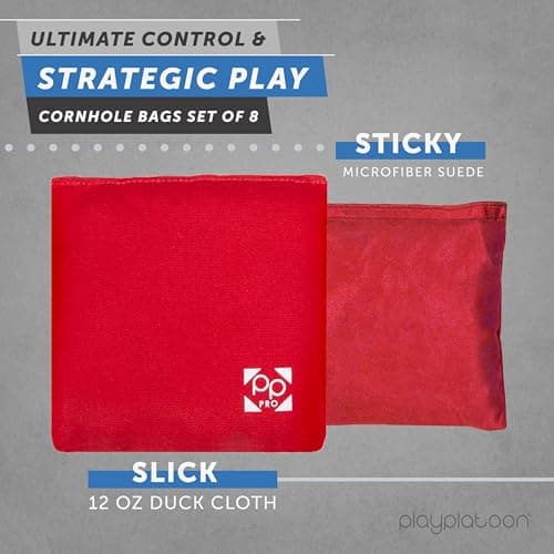 Professional Cornhole Bags - Set of 8 Regulation All Weather Two Sided Improved Bean Bags for Pro Corn Hole Game - 4 Red & 4 Black — view 2