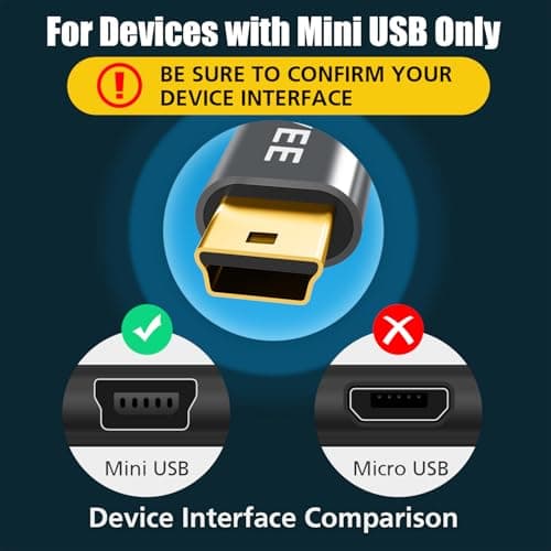 AGVEE 6.6ft USB-C to Mini USB Cable, Mini-B 5-Pin Data Charger Cord
